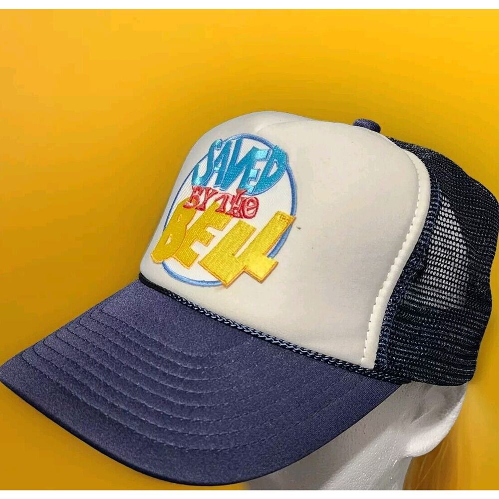 Vintage Saved By The Bell Embroidered Trucker Mesh Nissun Cap - Blue And White